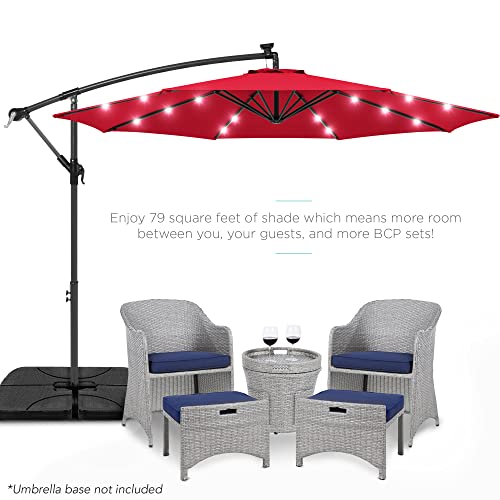 Best Choice Products SKY5711 10Ft Solar Led Offset Hanging Market Patio Umbrella For Backyard, Poolside, Lawn And Garden W/Easy Tilt Adjustment, Polyester Shade thumb #1