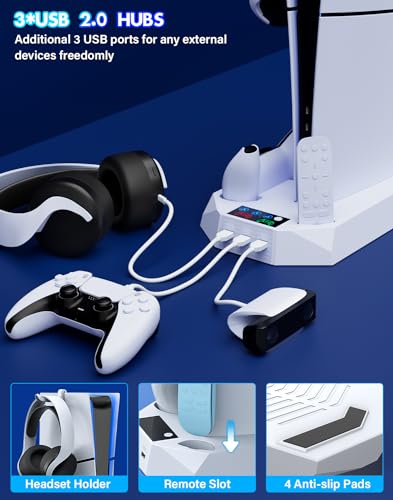 image for JAVRUNWOF PS5/PS5 Slim Cooling Station with Controller Charging Statio