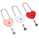 Zynphancer ジュエリーボックス キー付きメタルハート型収納ボックス – 亜鉛合金製ロック3個セット 耐久性ある小型南京錠で貴重品を安全保管