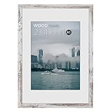 23.4x33.1 A1 Poster Frame Matted to A2 Distressed White Wood Display Large Movie Picture Canvas Painting 16.5 x 23.4 with Mat or 23.4 by 33.1 without Mat Horizontal or Vertical for Wall Hanging