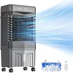 Auertech 5.3 Gal Swamp Cooler, 1800CFM Evaporative Air Cooler with 12H Timer, 120° Oscillation, 3 Speeds, 4 Ice Packs, Windowless Air Conditioner for Garage, Commercial, Hair Salon