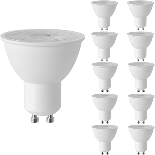 Rysa Light Paquete de 10 focos LED GU10 de luz diurna, 5000 K regulables, iluminación empotrada equivalente a 5.5 W 50 W, 500 lúmenes, ángulo de haz