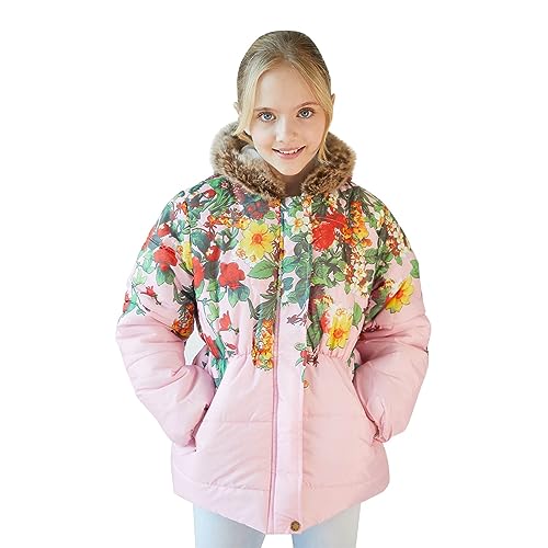 Girls Winter Coats Hooded Sherpa Lined Lightweight Jacket Thick Warm Puffy Waterproof Windproof Cotton Jackets (A, 3-4 Years)3