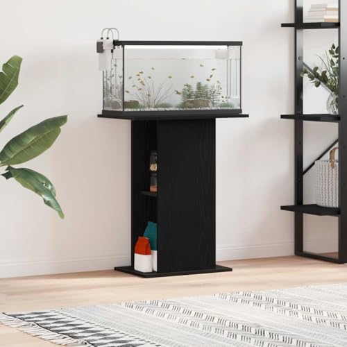 Homgoday Soporte para Acuario de Madera de Roble Negro 60,5x36x72,5 cm