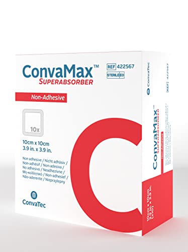 Convamax Superabsorber Non-Adhesive Dressing 4"X4" Soft Absorbent Wound Dressing With High Fluid Retention, 422567, Box Of 10 #TOP9