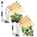 LPMZMBL Full Spectrum LED Grow Light for Indoor Plants, 3Heads Grow Lights for Seed Starting, 10 Dimmable Levels & 3 Timer Modes (3/9/12H), Adjustable 360° Gooseneck with Clip, Plant Grow Light 2 Pack
