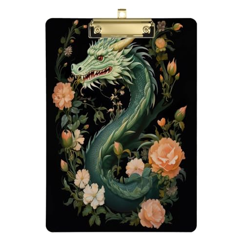 Green Dragon Presse-papiers à profil bas pour bureau, format lettre A4, 31,8 x 22,9 cm, clip doré