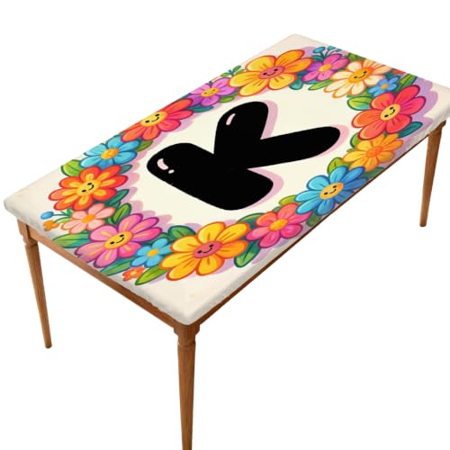 Lecluit Letter K Table Covers with Elastic Edges,5536