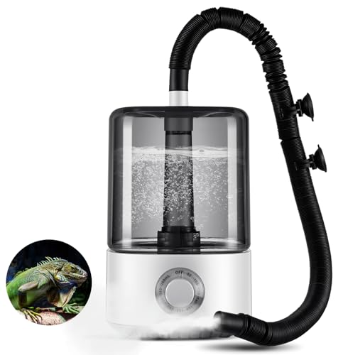 Reptile Humidifier Fogger, XAMATTS Terrariums Humidifier with 4L Reptile Mister Tank, Top Fill Adjustable Fogger with Extension Hose for Reptiles/Paludarium/Amphibians/Herps/Vivarium