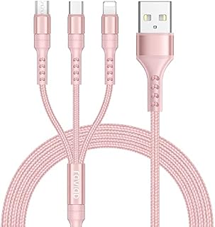 RAVIAD Multi Charger Cable, 3 in 1 Multiple Charging Cable [1.2M] Multiple USB Cable Nylon Braided with Micro USB Type C Phone Cable Connector for Phone, Android Samsung Galaxy, Huawei, Sony, LG