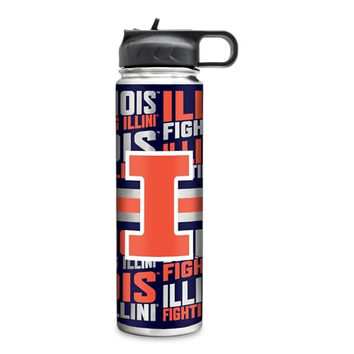 Rico Industries NCAA Illinois Fighting Illini 22oz Stainless Steel Tumbler with Lid - Great For Coffee, Tea, Water or Cocktails
