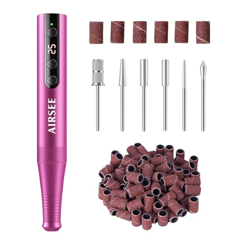 AIRSEE Broca de Unha Elétrica Sem Fio Nh4 Recarregável 25000 Rpm E-File para Manicure Pedicure Remov