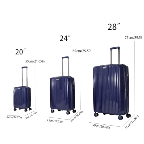 3 Piece Luggage Set - Durable PP Material Travel Suitcase with 360° Wheels for Men & Women - Expandable 20''/24''/28'' Suitcases3