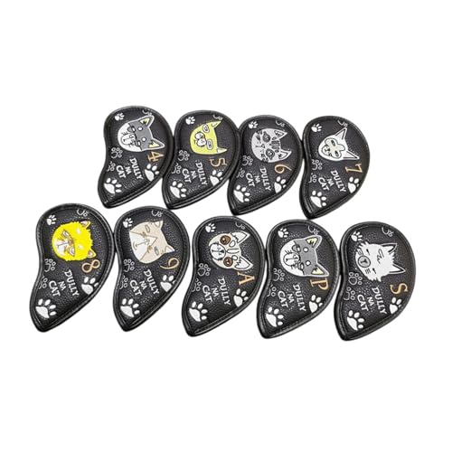 ゴルフクラブヘッドカバー 9個セット ゴルフアイアンカバー フェスティバル 公園 トレーニング用 黒色