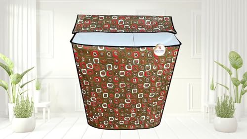 Image of Semi Automatic Washing Machine Cover for 6kg to 8kg Top Load | Waterproof & Dustproof Polyester Cover with Zip | Suitable with Samsung, LG, IFB, Bosch & More(51x 82 x 89 cm, Design 04)