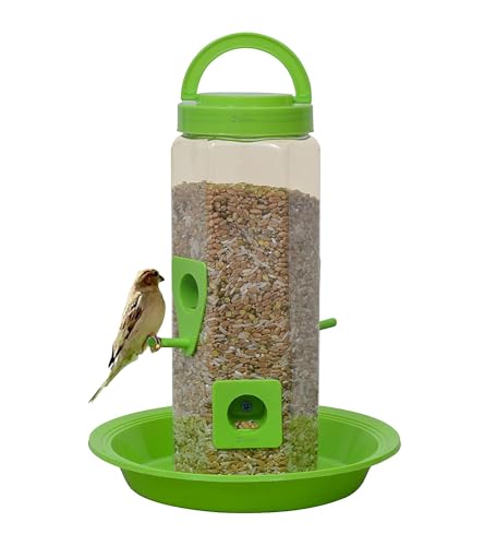 Image of Deskart Hanging Bird Food Feeder Stand | Pack of 2 Outdoor Plastic Bird Seed Dispenser Stand for Garden and Balcony
