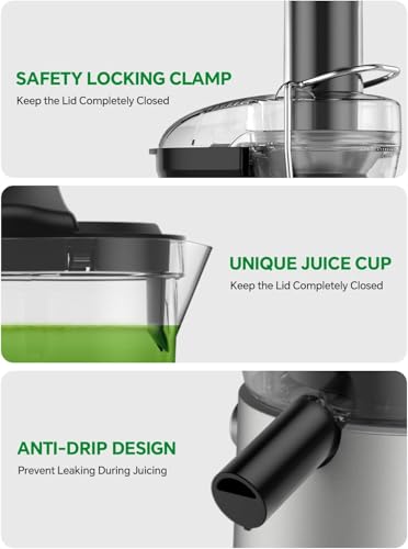 Image of Juicer Machine, 1200W Juicer with 3 inch Feed Chute for Whole Fruits and Veg, Dual Speeds Centrifugal Juice Extractor, High Juice Yield, Full Copper Motor, Easy to Clean, BPA Free