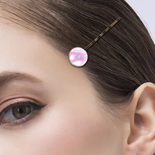 Cute Horse On Pink Background 4 Pieces Vintage Hair Pins Women Barrette Bobby Pins Decorative Metal Gold Tone Hairpins Hair Accessories For Women Girls #TOP4