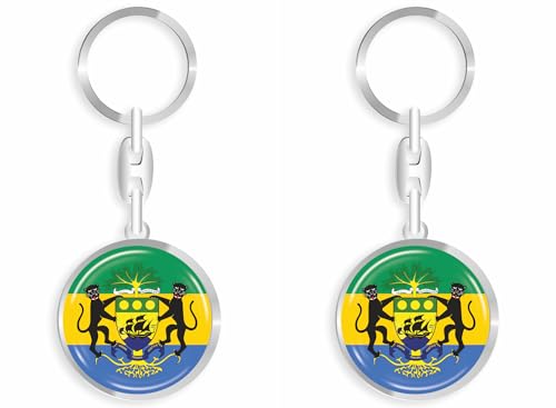 daged Porte-clés Gabon - Effet 3D + autocollant - RD, multicolore, 33mm