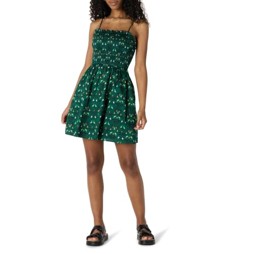 Image of Amazon Essentials Women's Regular-Fit Cotton Sateen Smocked Bodice Dress