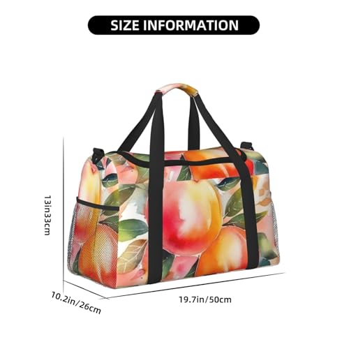 Colorful Peach Watercolor Design Travel Duffel Bag Lightweight Waterproof Carry On Tote Bag Foldable Weekender Overnight Bags Sport Gym Bag For Women Men4