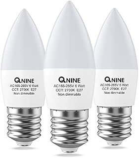 QNINE Warm White E27 Screw Bulb, 6W (60W Equivalent), 540lm, LED Candle Bulbs, 2700K, Non-Dimmable, 3 Pack