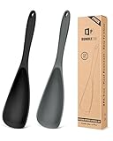 Pack de 2 cuillères à cuisson pour ustensiles de cuisine anti-adhésif, cuillère à spatule multifonction BPA-Free, conception en une seule pièce, convient pour scooping, raser (noir-gris)