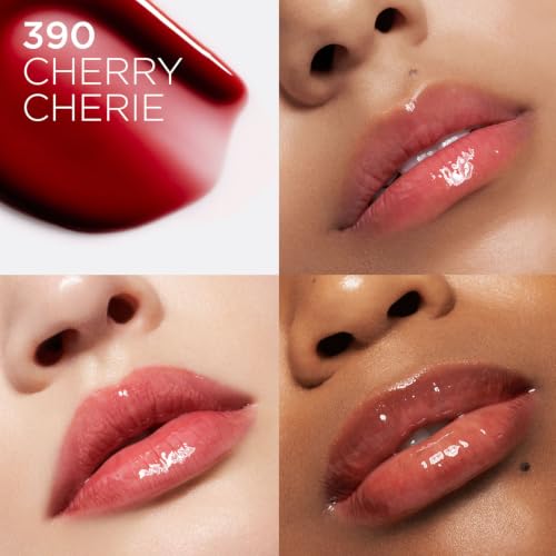 Image of L'Oreal Paris Plump Ambition Hyaluron Plumping Lip Oil, Cherry Cherie | Plumping Lip Oil, Glass Like Shine, Infused with Hyaluronic Acid, Deeply Hydrating, Plumper & Smoother Lips, Non Sticky
