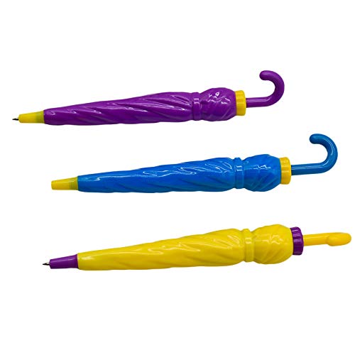 Maydahui 12Pcs Umbrella Shape Ballpoint Pen Retractable Black Ink Writing Pens Candy Color Design For School Office Party Stationery #TOP7