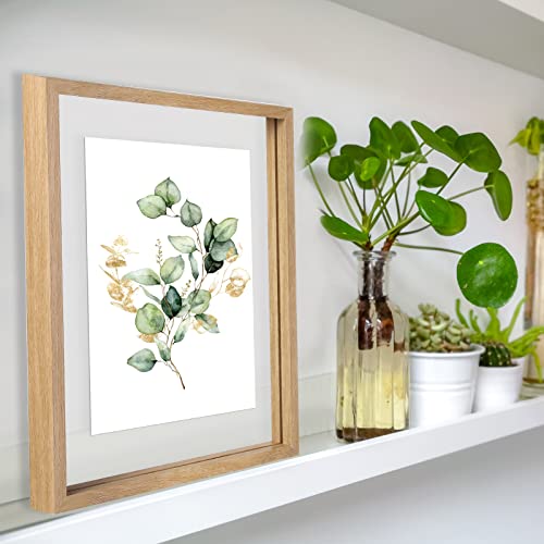 Kigley 4 Pcs 11X14 Floating Frame Solid Wood Double Glass Picture Frame Floating Picture Frame Display Photo Frame With Hanging Hardware For Wall Mount Or Tabletop Standing (Wood Color) #TOP5