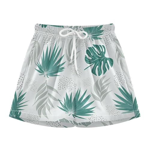 Tropical Palm Leaves Boys Swim Trunks with Compression Liner Quick Dry Bathing Bottom Kids Beach Shorts3