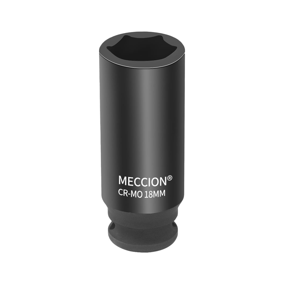 Meccion 3/8 Inch Drive Impact Socket 18mm Heavy Duty Cr-Mo 6 Point Deep Socket, 63mm Length