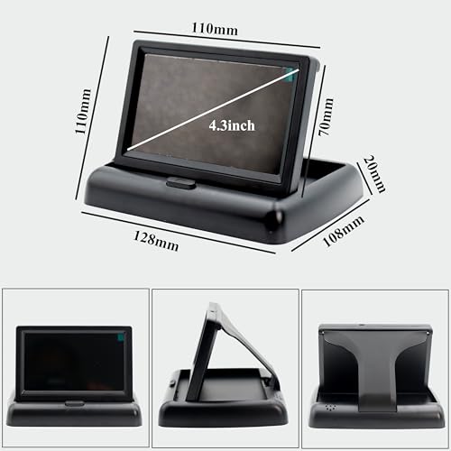 Image of 4.3 Inch TFT LCD Car Foldable Monitor Vehicle Rear View Reverse Backup Camera Car LED Camera Kit Video Parking System for Cars,Trucks,Pickups,Suvs, Easy Install