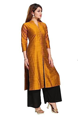 Image of DREAM & DZIRE Women's Silk Blue Straight Kurti for All Plus Size and Small Size