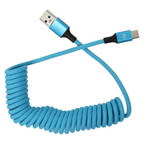 HangTon Câble USB-A vers USB-C, CarPlay, charge rapide 9/12/15 V 3 A 45 W, tressé spiralé pour iPhone 15 16, Galaxy S24, LG V60, iPad, MacBook Pro, R6 A7CR...