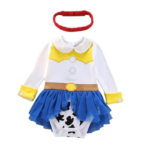 Lito Angels Disfraz de Carnaval Vestido de Vaquera para Bebé Niñas Body Mono Mamelucos con Diadema Talla 9 12 Meses