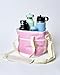 NoNa & Bee 4 Water Bottle Holder with Strap | Family Size 4 Compartment Drink Bag, Multiple Tumbler Carrier Caddy | Adjustable Hands Free, Won't Tip Over in Car (Pink/White)
