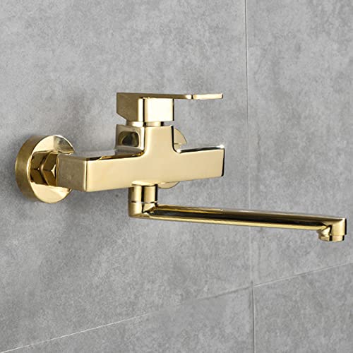 Grifo de cocina dorado de pared con acabado sofisticado de 25 cm 6