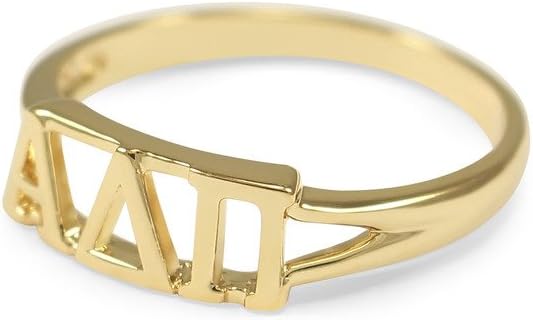 The Collegiate Standard Alpha Delta Pi 14k Gold Plated Sorority Ring with Greek Letters