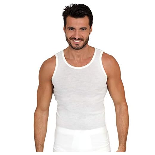 EGI ® Luxury Merino Wool Blend Men's Sleeveless Shirt Muscle Tank Top. Proudly Made in Italy. (Medium, Bianco)