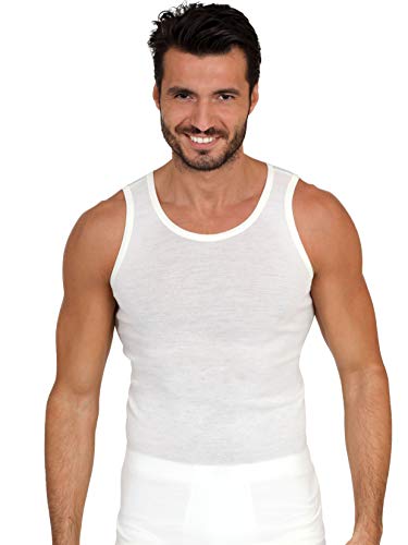 EGI Luxury Merino Wool Blend Men's Sleeveless Shirt Muscle Tank Top. Proudly Made in Italy. (X-Large, Bianco)