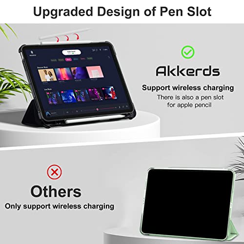 Akkerds Compatible With Ipad Air 5Th Generation Case 10.9 Inch 2022/ Ipad Air 4Th Generation Case 2020 With Pencil Hoder, Ipad Air 5/4 Case Slim Cover With Translucent Frosted Hard Back, Black #TOP4