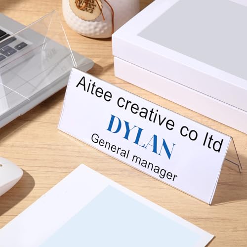 Vicenpal 100 Pieces Clear Plastic Name Tent Holders 8.54'' X 3'' Acrylic Name Plate for Desk PVC Table Tent Card Holder Desk Sign Frame for Office Table Business Conference School Meeting Room by Vicenpal - Image 6