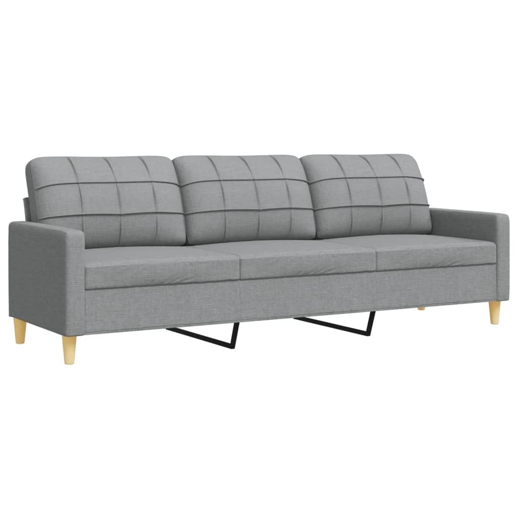 3-TLG. Sofagarnitur Hellgrau Stoff 226x77x80 cm Metallrahmen großzügige Polsterung Mini Schlafsofa Sessel 2-Sitzer 3-Sitzer Couch für Wohnzimmer Gästezimmer Büro Chill-Ecke