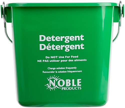 Small Red and Green, Detergent and Sanitizing Bucket - 3 Quart Cleaning Pail - Set of 2 Square Containers