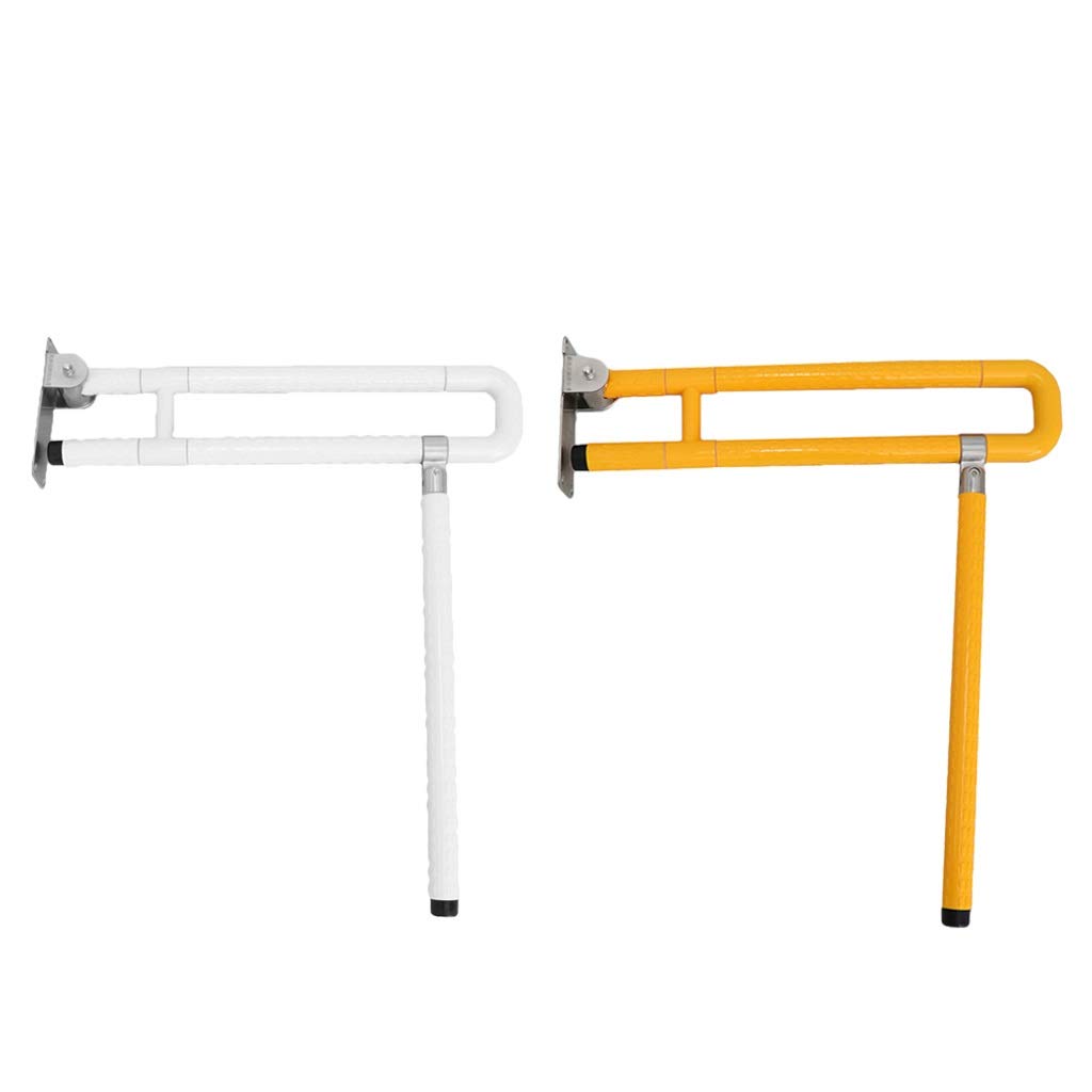 Barra de agarre de baño en forma de R plegada, asas de seguridad para el baño para discapacitados, barras de asistencia para pacientes ancianos, mango de uso (color: amarillo)