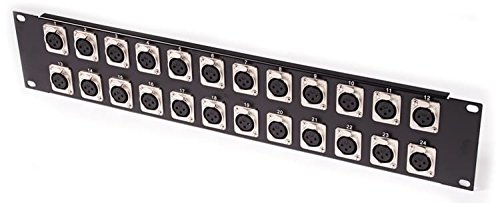 PANNELLO PATCH AUDIO RACK 19" 2U AD INCASSO A 24 CANNON XLR FEMMINA patchbay