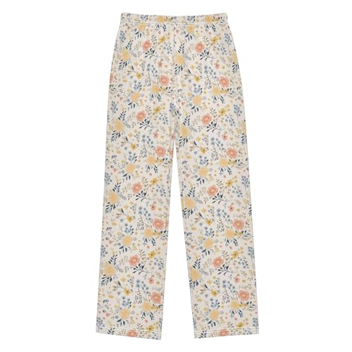 Boho Flowers Long Pajama Pants Elastic Waist PJ Bottoms with Pockets S A1131352