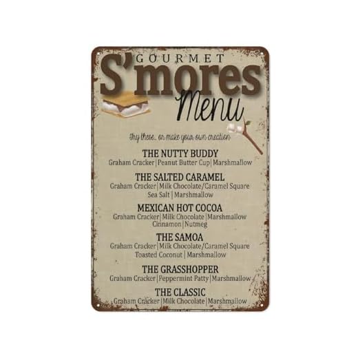 S'mores Bar Menu Camping Party Funny Wall Decor Vintage Metal Tin Sign Plaque For Man Cave Bar Pub Club Home Room Gift Poster 8x12 inches