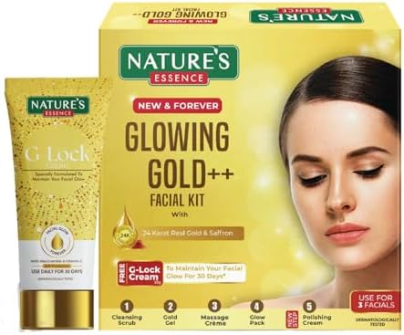 NATURES ESSENCE Glowing Gold Facial Kit (60Grams+15ML)